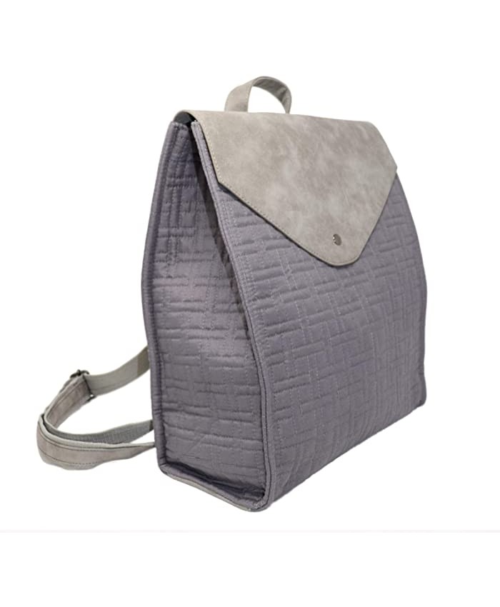 Win&Co Quilted Backpack Gray Front Flap Snap Closure Purse Versatile Travel Comute Fashion Trend Grey