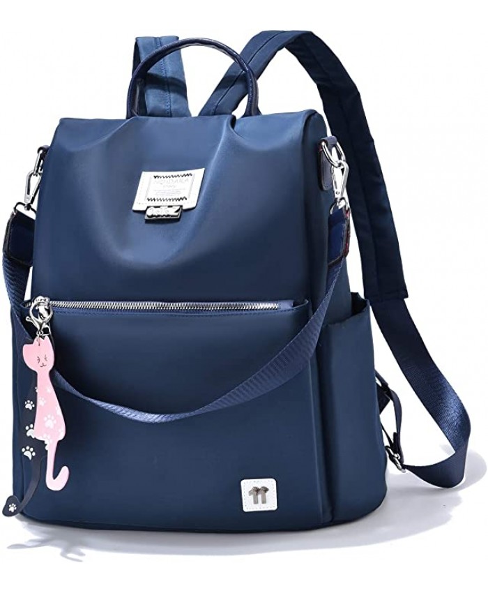 Women Backpack Fashion Waterproof Nylon Anti-theft Casual Rucksack Lightweight Shoulder bag Large Blue