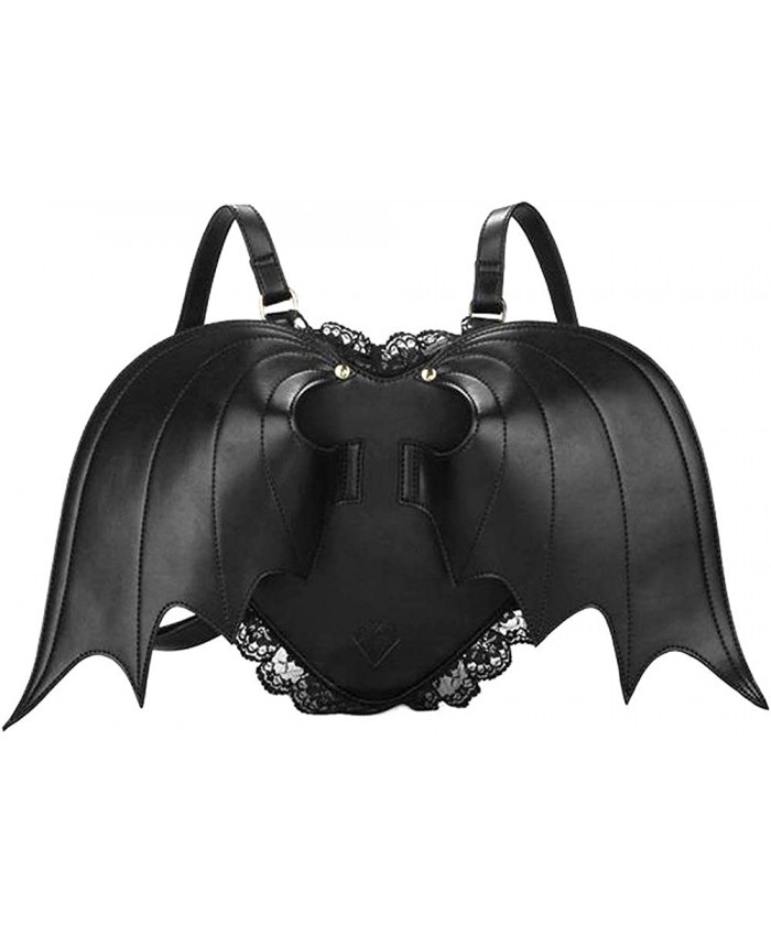 Women Backpack Novelty Bat Wings Daypack Gothic Purse Punk Lace Lolita Bag Lady Black