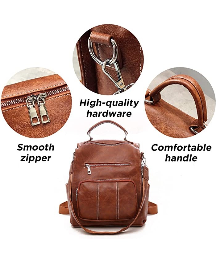 Women's Fashion Purse Backpack Multipurpose Design Handbags and Shoulder Bag PU Leather Travel bag