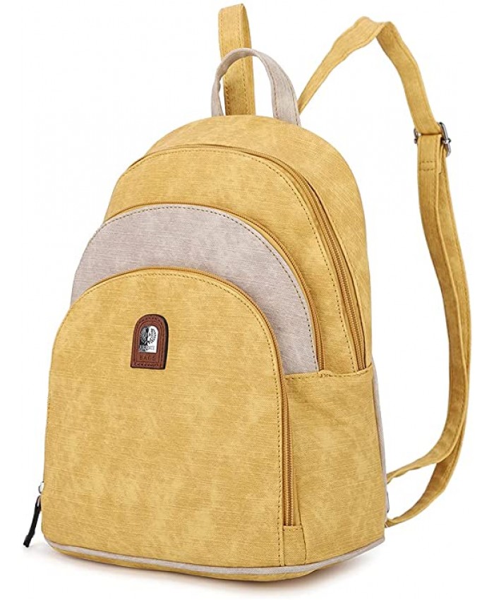 ZOCAI Backpack Purse for Women - Multipurpose Small Backpacks Anti-theft School Daypack Travel Backbag Designer Ladies Rucksack Yellow with Beige