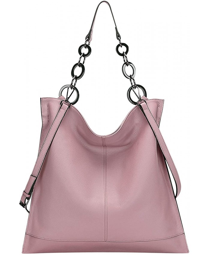 CHERISH KISS Hobo Bags for Women Leather Purses and Handbags Large Crossbody Shoulder Bags with Chain StrapK5 Light Pink A
