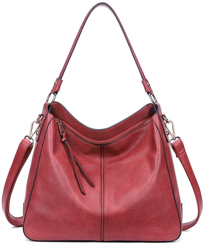 CLUCI Purses and Handbags for Women Designer Leather Hobo Tote Fashion Ladies Crossbody Large Bucket Shoulder Bag with Tassel Red