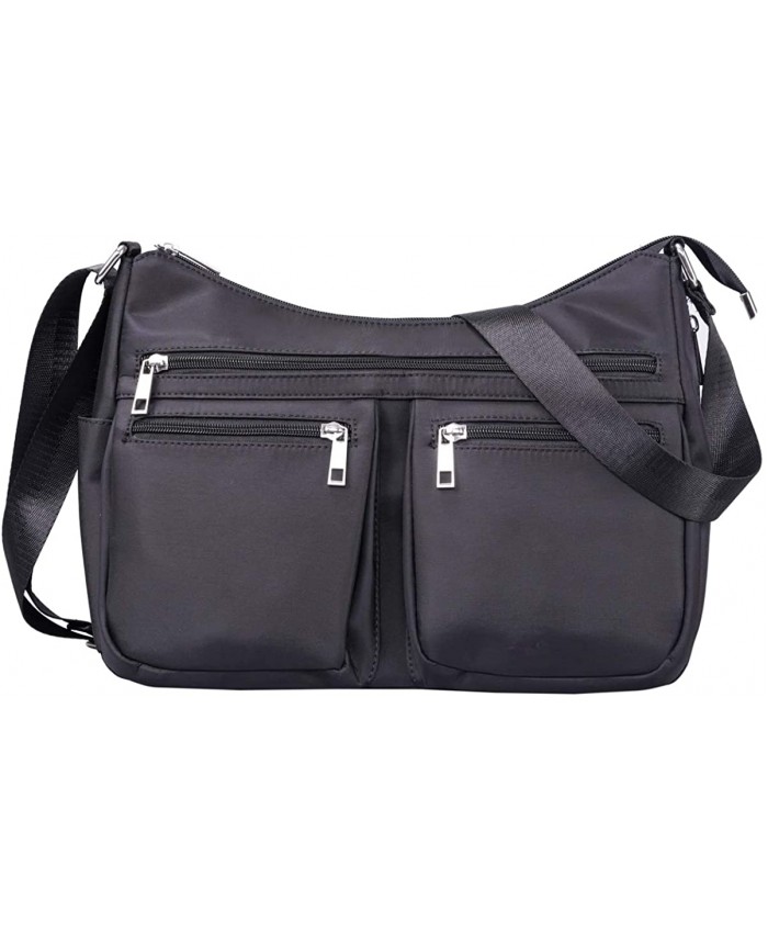 Crossbody Bags for Women Waterproof Everywhere Shoulder Bag with Adjustable Strap Lightweight Nylon Purse Black Handbags