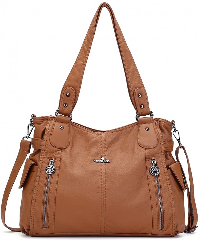 Handbag Hobo Women Shoulder Bag Handbag Roomy Multiple Pockets Fashion PU Tote Coffee