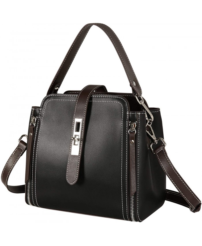 Heshe Women Leather Shoulder Bag Handbags Satchel Ladies Purses Crossbody Bag Black