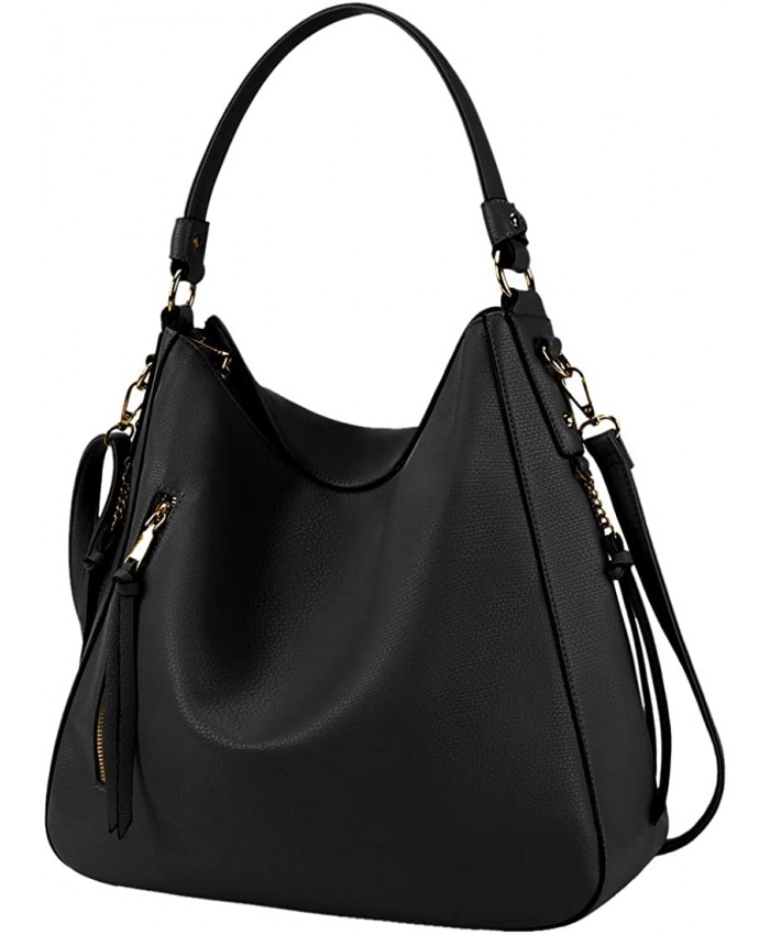 Hobo Handbags for Women Large Waterproof Leather Purses Ladies Tote Satchel Purse Shoulder Bag Black