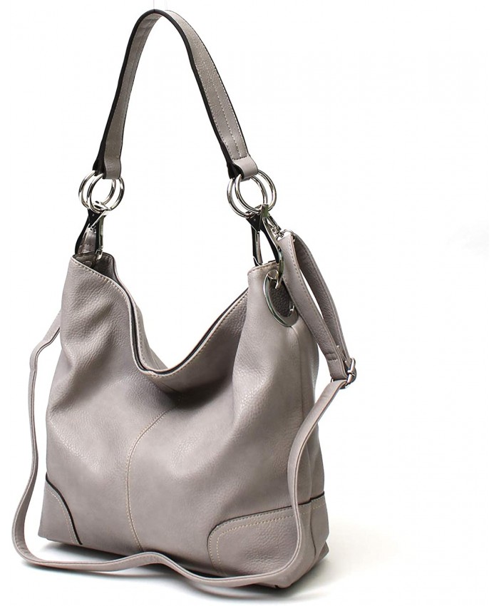 Janin Handbag Bucket Style Hobo Shoulder Bag with Big Snap Hook Hardware Tall Size