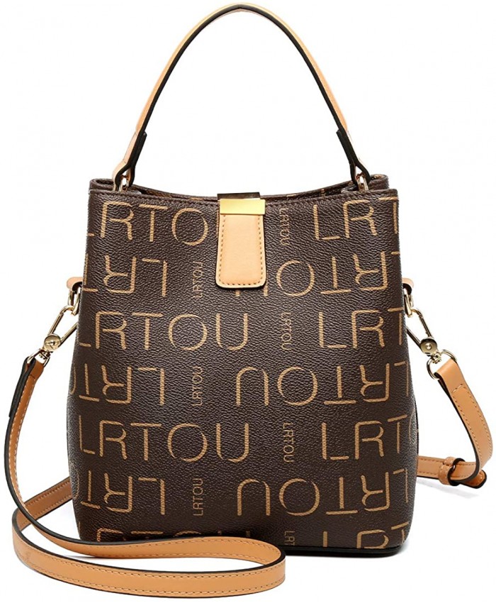 LAORENTOU Lady's Printing PVC Crossbody Shoulder Bag Handbags for Women Small With Top Handle Handle Brown Handbags