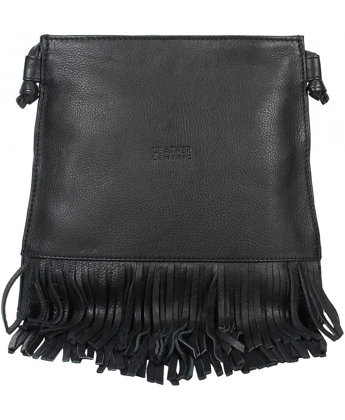 Leather Fringe Crossbody Side Bag for Women - Ladies Sling Hand Bag Tassel Shoulder Hobo Bags Gift for Her Small Black