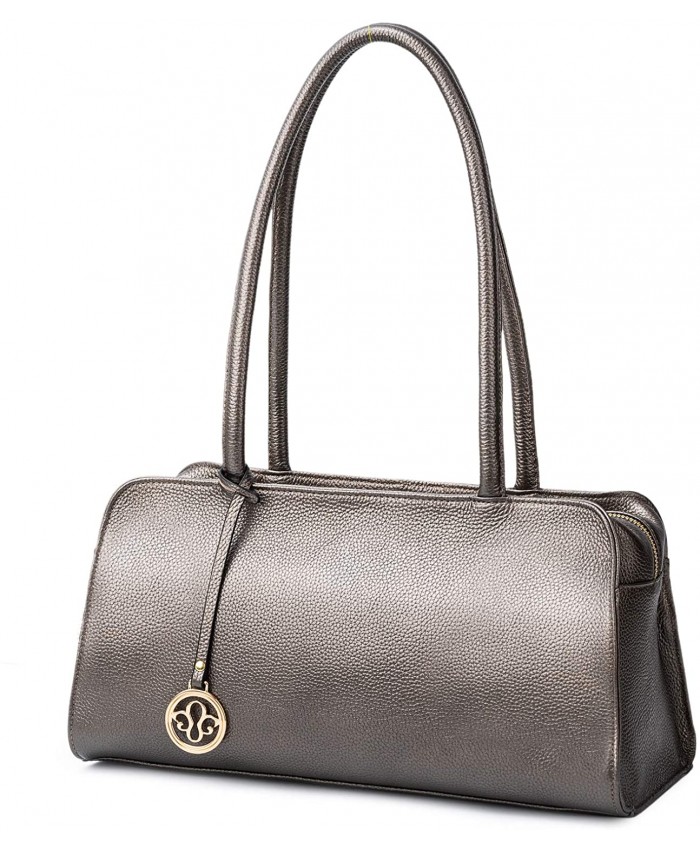 Leather Satchel Handbag for Women Purses and Handbags Top Handle Small Tote Shoulder Bag Silver Gray