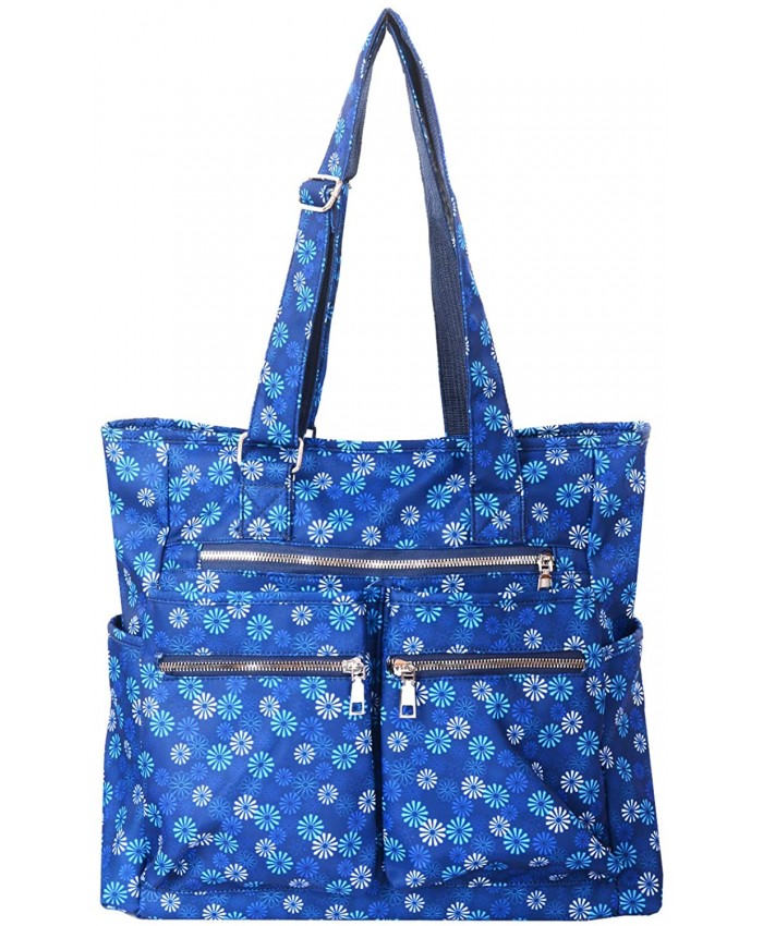 Nawoshow Women Canvas Tote Bag Waterproof Nylon Multi Pocket Shoulder Bags Work Bag Teacher Purse and Handbags Lucky Leaves