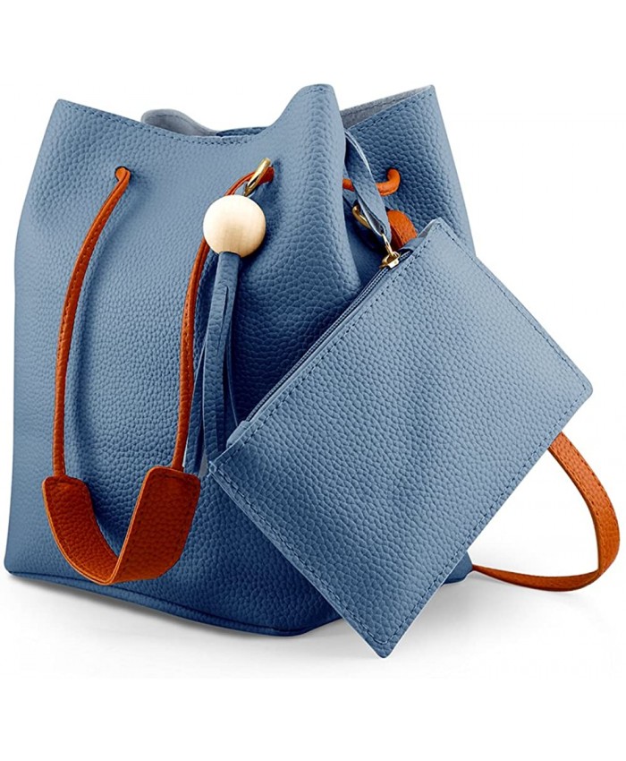 Oct17 Fashion Tassel buckets Tote Handbag Women Messenger Hobos Shoulder Bags Crossbody Satchel Bag - Blue