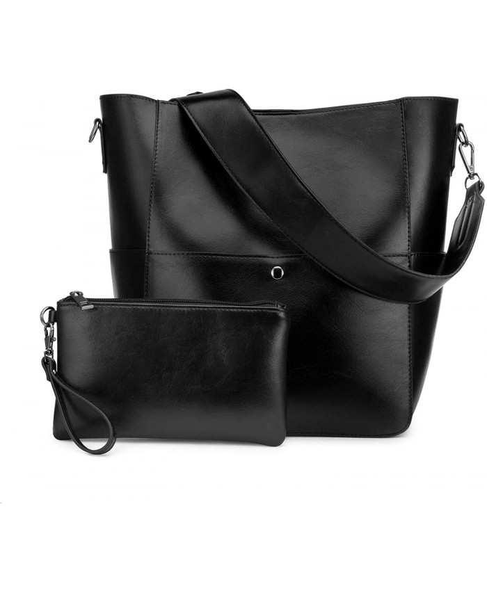 Women Handbags Pu Leather Bucket Tote Medium Satchel Hobo Purse Bag With Wallet