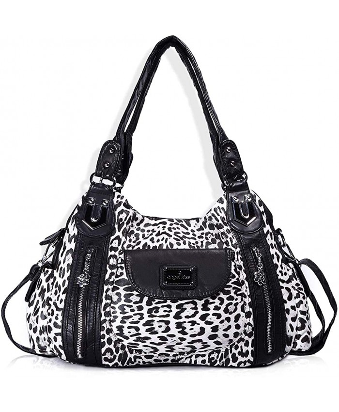Women Handbags Shoulder Bags Washed Leather Satchel Tote Bag Mutipocket Purse AK812-3B#TIGER#L02-BLACK