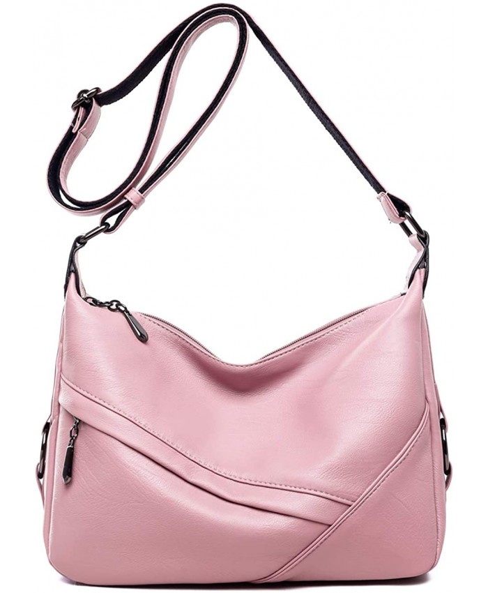 Women's Retro Sling Shoulder Bag from Covelin Leather Crossbody Tote Handbag Pink