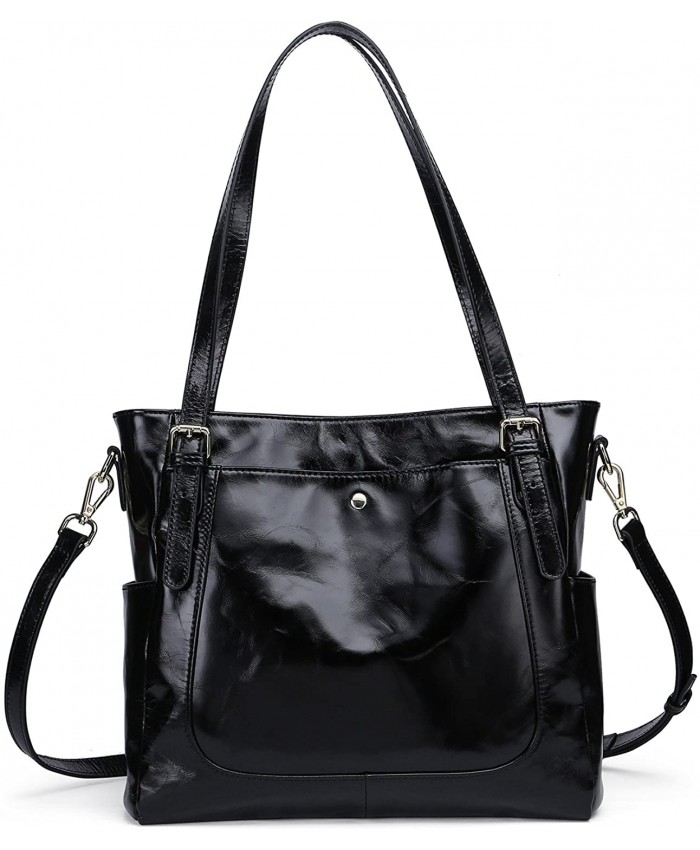 Yafeige Soft Genuine Leather Shoulder Bags for Women Satchel Purse Hobo Top Handle Designer Handbag Ladies Crossbody BagBlack