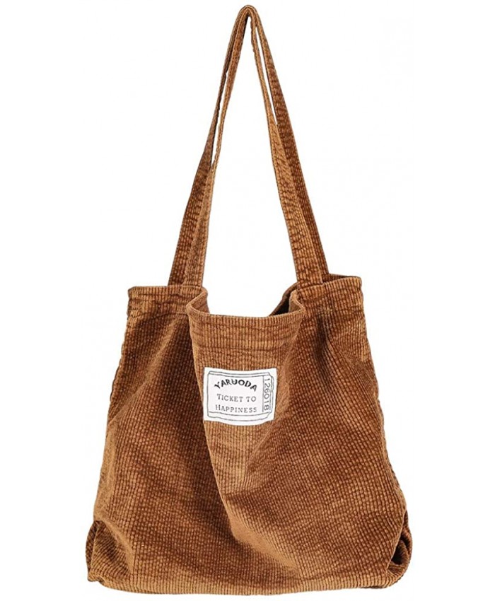 YARUODA Women Shoulder Handbags Casual Hobo Bags Corduroy Shopper Tote Bag Brown