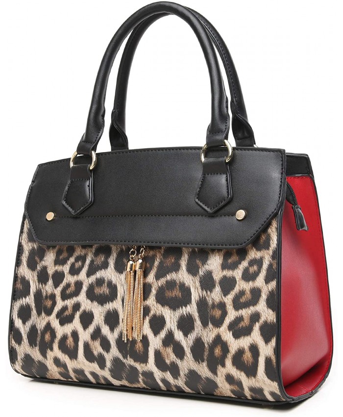 Aitbags Leopard Print Metal Tassel Purse and Handbag for Women Top Handle Satchel Tote with Shoulder Strap