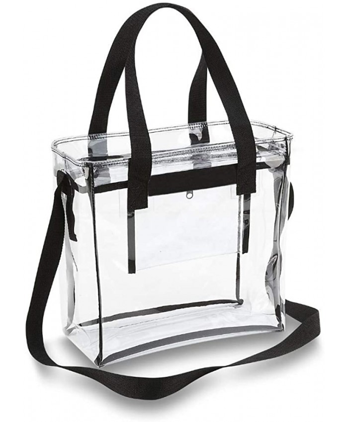 Clear Stadium Bag Clear Tote Bag Stadium Approved 12 x 12 x 6 with Adjustable Shoulder Strap and Handles Black