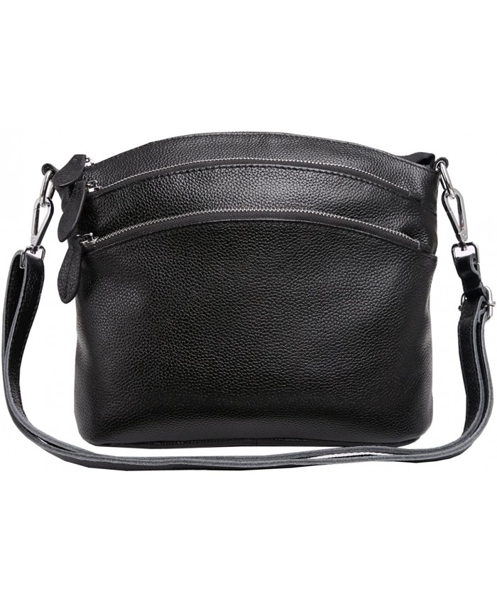 Heshe Womens Leather Handbags Shoulder Bag Small Bags Designer Handbag Crossbody Satchel and Purses for Ladies Black