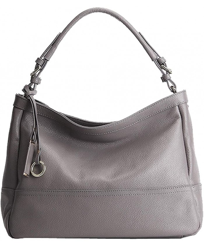 Heshe Womens Leather Handbags Shoulder Bag Top Handle Bag Tote Work Cross Body Satchel Ladies Purse Grey