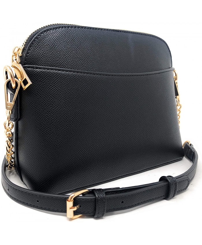 Lola Mae Dome Satchel Crossbody Bag for Women Lightweight Multi Pockets Messenger Shoulder Purse Top Zipper Black