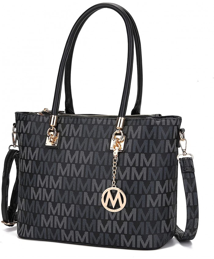 Mia K Collection Crossbody Shoulder Handbag for Women PU Leather Pocketbook Top-Handle Purse Tote-Satchel Bag Black