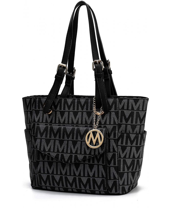 MKF Shoulder Bag for Women PU Leather Top Handle Tote Handbag – Lady Fashion Satchel Pocketbook Signature Purse Black