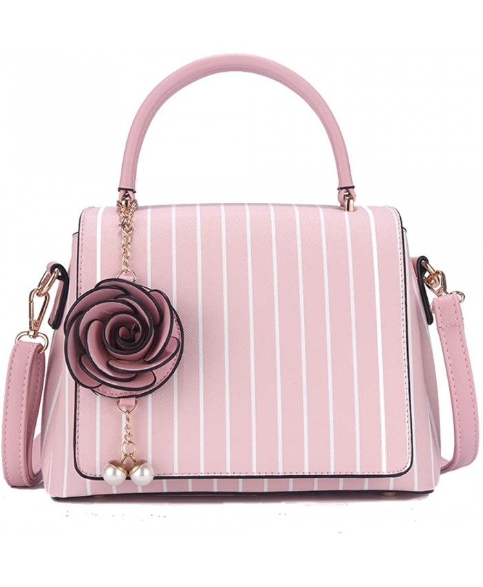 Multiple Pockets Handbag for Women Fashion Ladies PU Leather Top Handle Satchel Shoulder Tote Bags Purse Pink