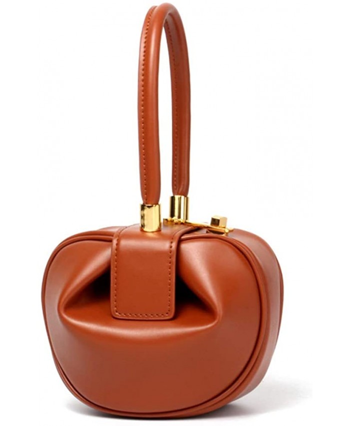 Normia Rita Handbags For Ladies Fashion Retro Genuine Leather Handmade Dumplings Satchel Women Small Shopping Dating Bag… Brown