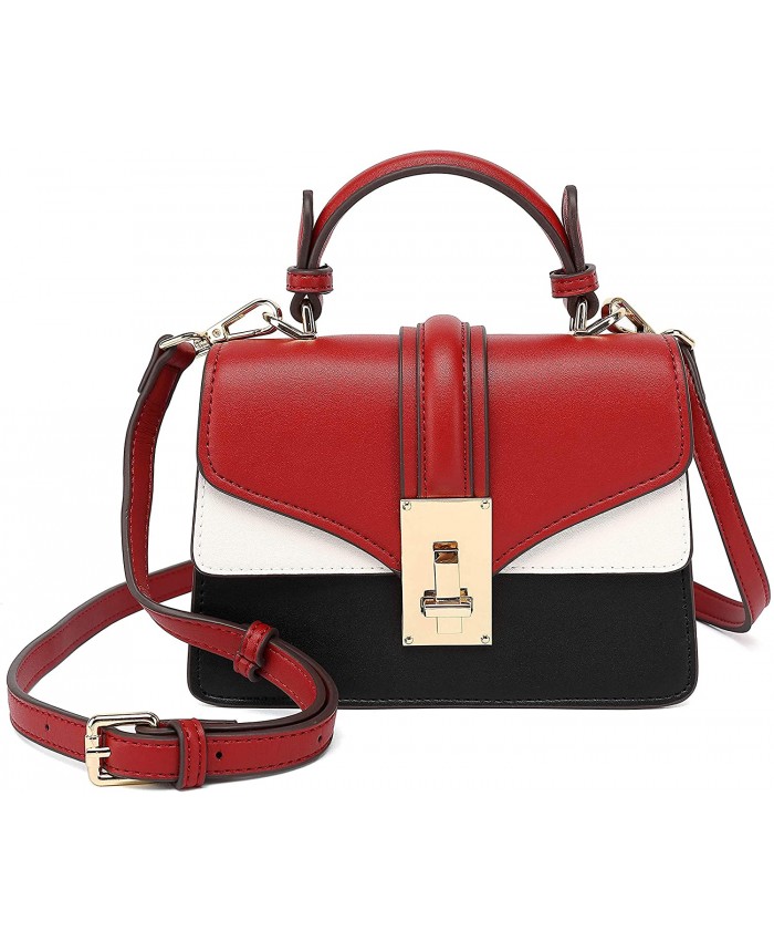 Scarleton Mini Top Handle Satchel Handbag for Women Purses for Women Vegan Leather Crossbody Bag for Women Shoulder Purse H207710 - Black Red
