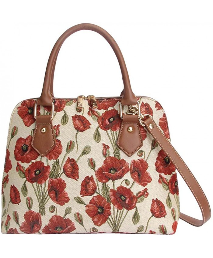 Signare Tapestry Handbag Satchel Bag Shoulder bag and Crossbody Bag and Purse for women with Poppy Flower CONV-POP