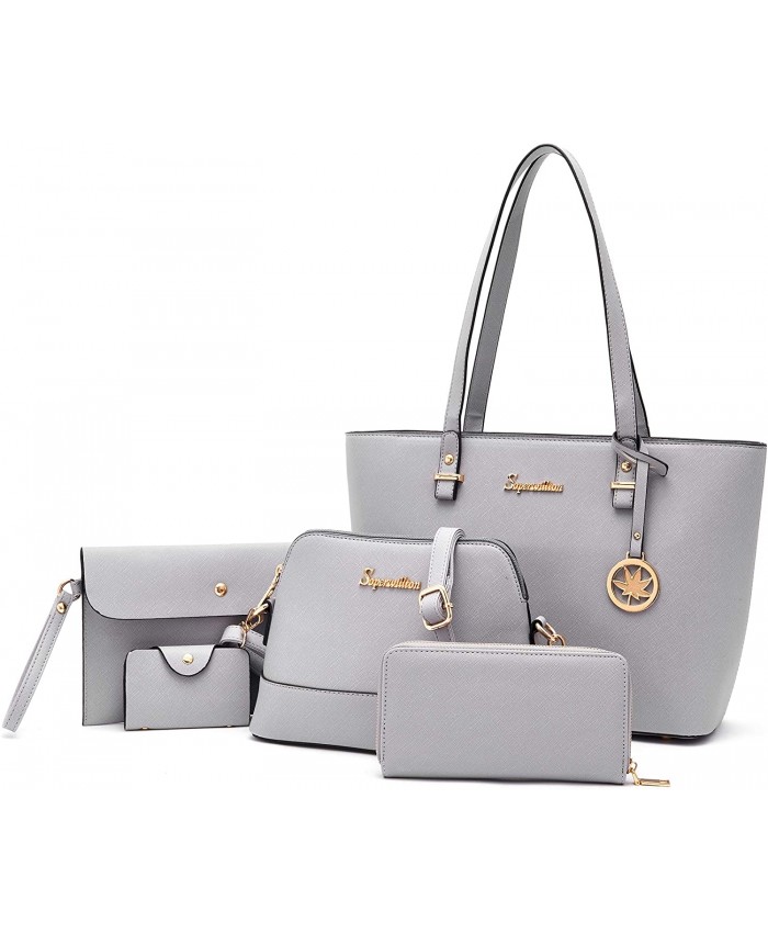 Soperwillton Handbag for Women Shoulder Bags Satchel Tote Bag 5pcs Purse Set