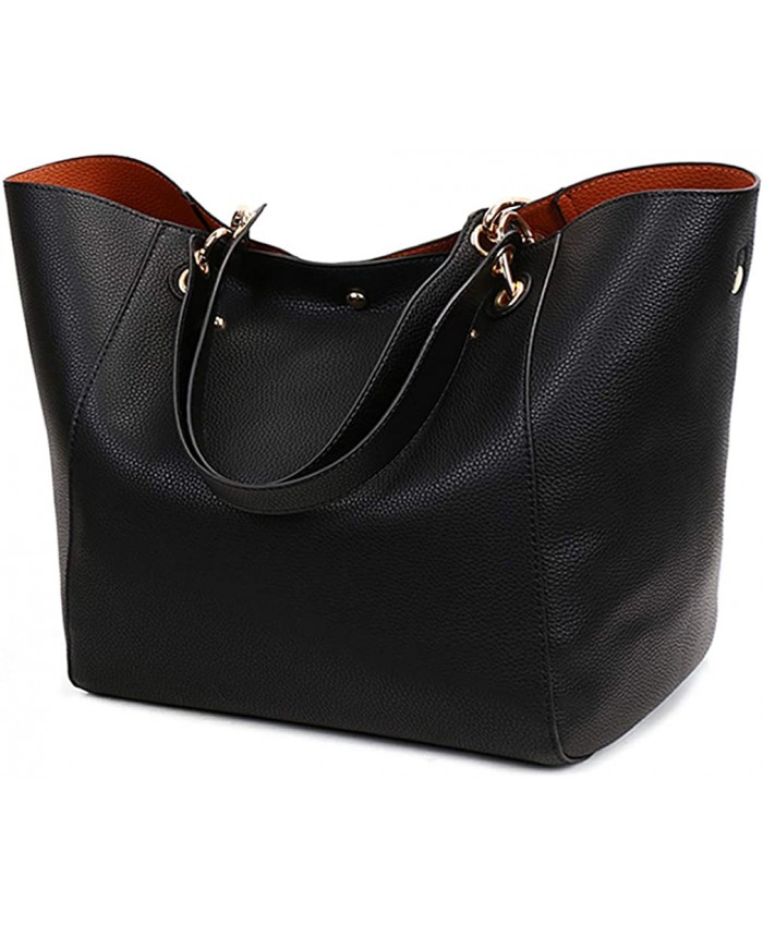 Tote Bags for Women's Shoulder Satchel Handbags Large Leather Bucket Bags black