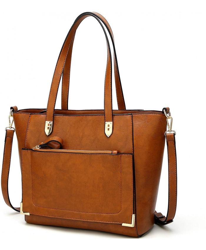 YNIQUE Women Top Handle Handbags Satchel Purse Tote Bag Shoulder Bag Brown Medium