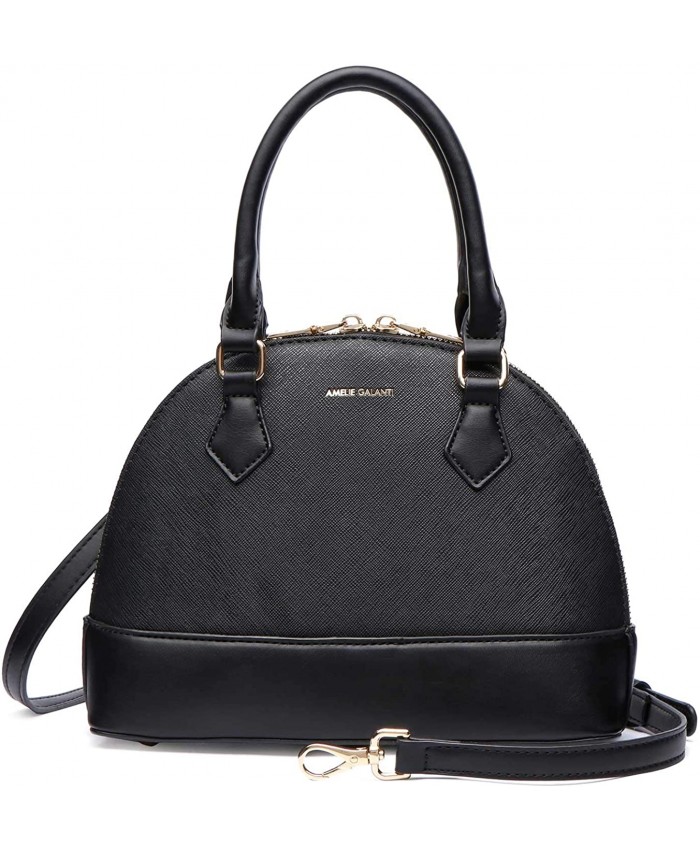 Zip Around Dome Satchel bag for women Top Handle Crossbody Purse Faux Leather Zipper Shell Shoulder Handbag