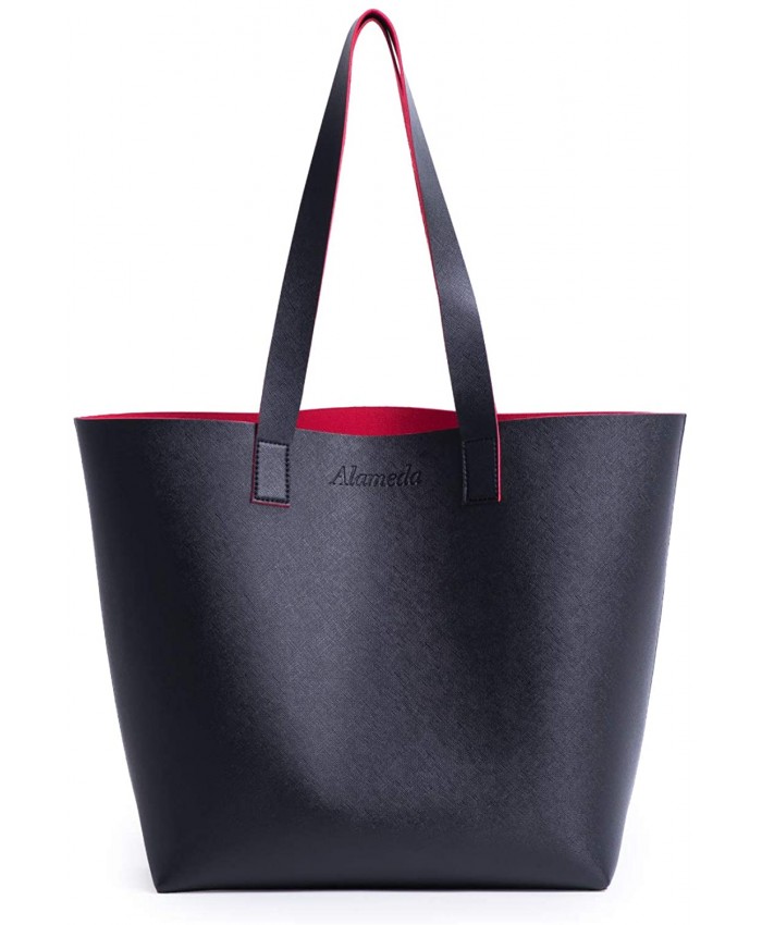 Alameda Women Tote Bag Faux Leather Handbags Casual Ladies Shoulder Bags for Shopping Black Handbags