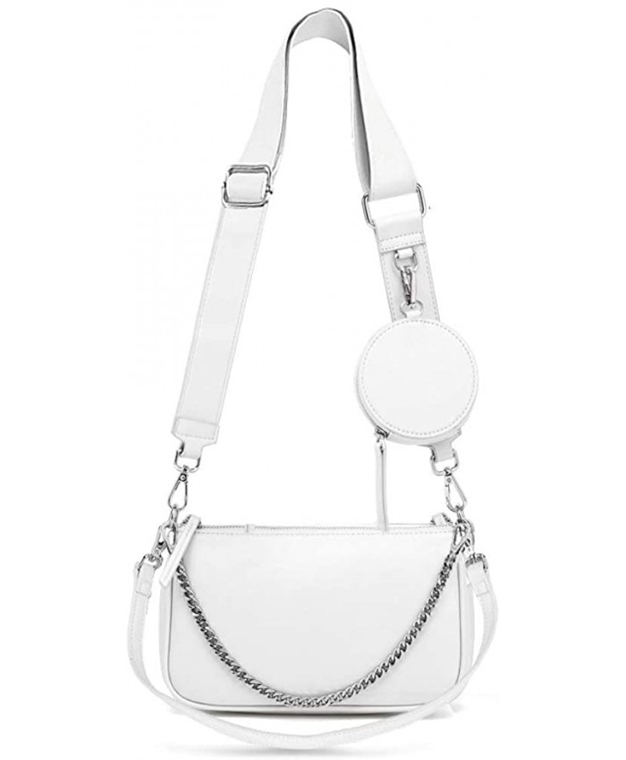 AMHDV Women Multipurpose Crossbody Bags Small Shoulder Bag Fashion 3 in 1 Zip Handbags with Coin Purse 02-white Handbags
