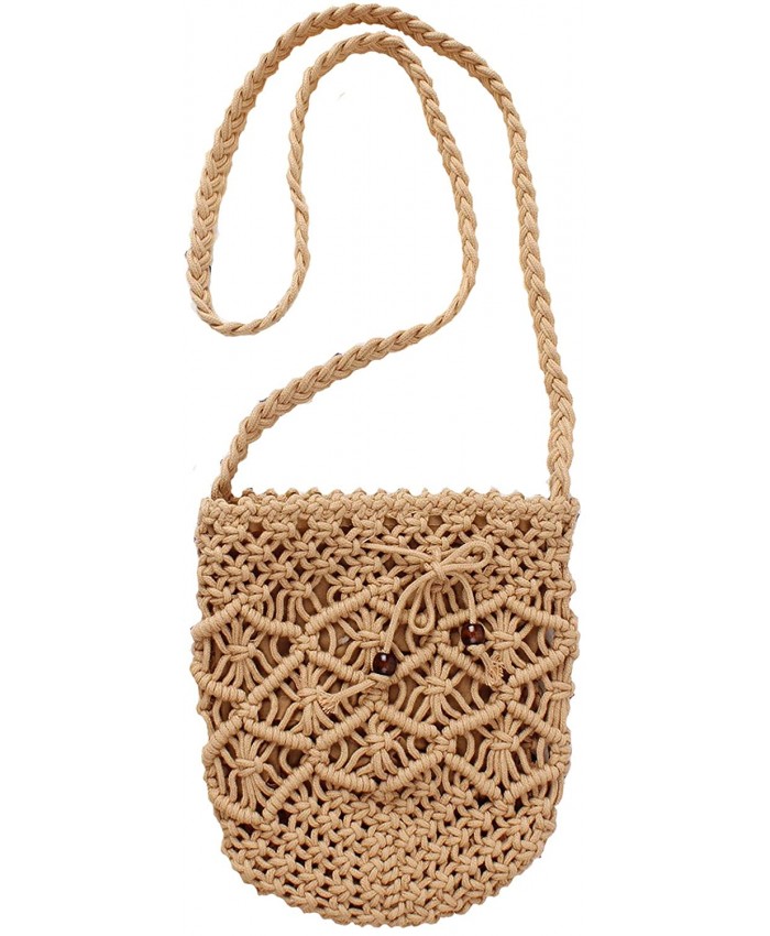 Ayliss Women Handwoven Crossbody Bag Summer Beach Woven Handmade Clutch Purse Weaving Casual shoulder HandbagLight Brown Handbags