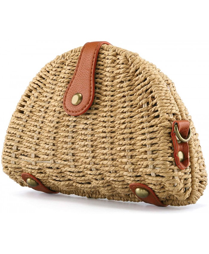 Ayliss Women Straw Crossbody Handbag Clutch Purse Straw Shoulder Handbag Bohemian Summer Beach Woven Handmade Wallet Bag Light Khaki Handbags