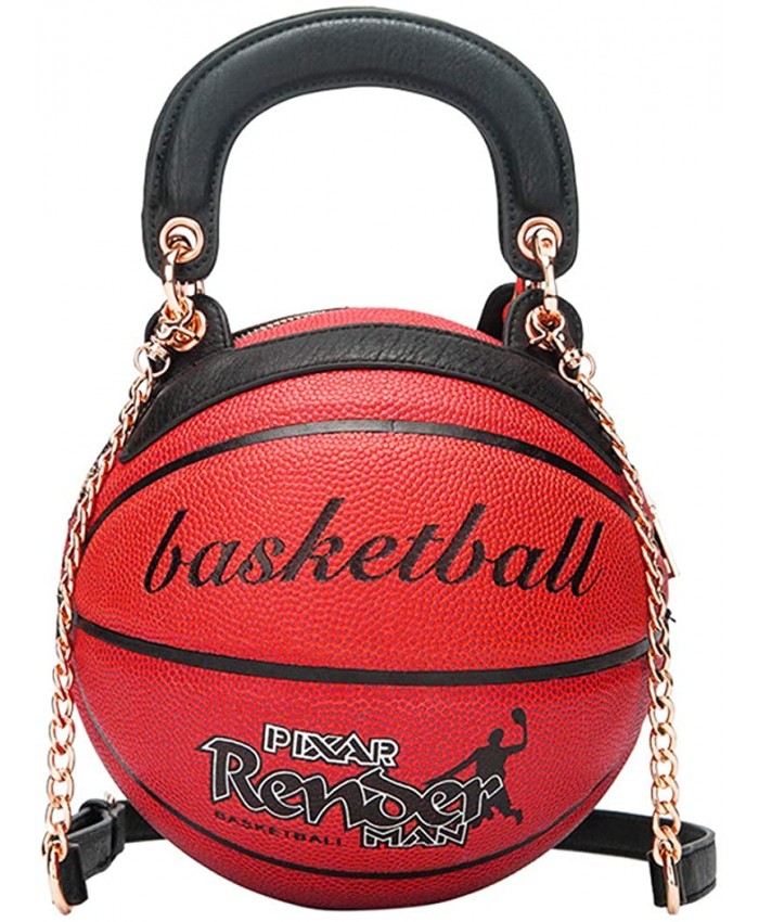 Basketball Shaped Shoulder Messenger Handbags Purse Tote Cross Body PU Leather Cute Bag Adjustable Strap for Women Girls Red Handbags