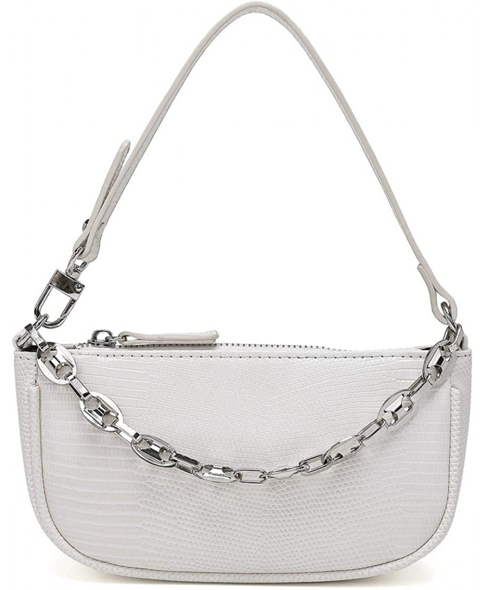 Classic Small Shoulder Bags for Women Mini Handbags with Croc Pattern White