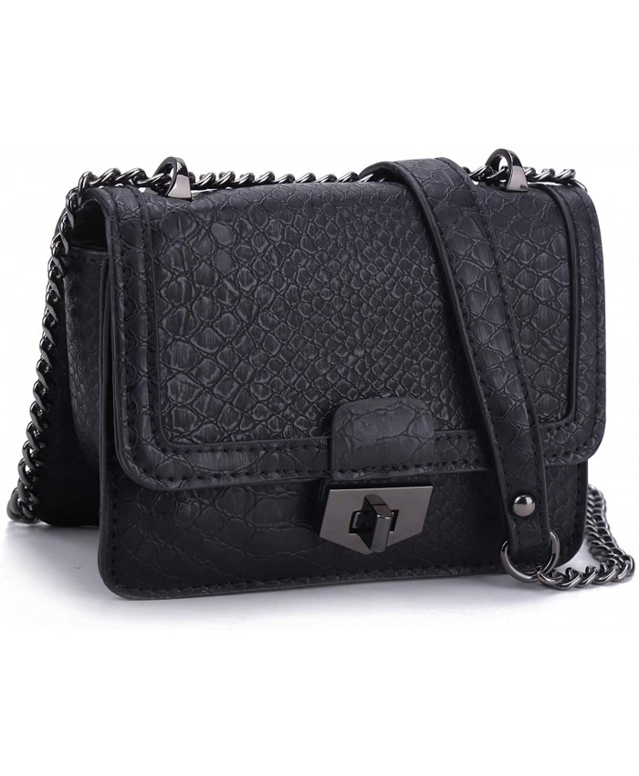 GLADDON Designer Shoulder Bags for Women Small Snakeskin Purse Crossbody Black Handbags