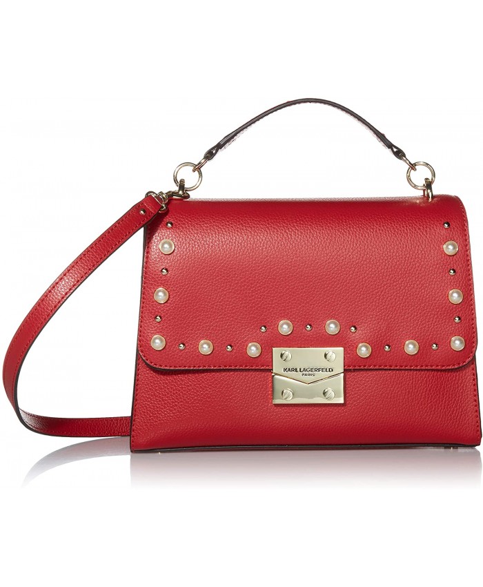 Karl Lagerfeld Paris Corinne Top Handle Shoulder Bag Crimson Handbags