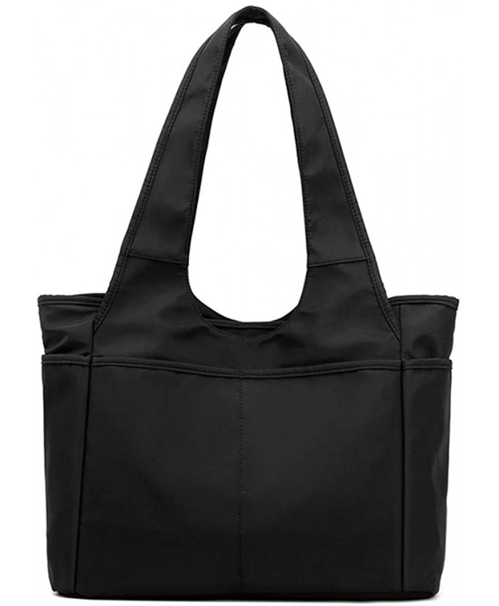 Lavogel Multi Pocket Tote Shoulder Bag Multi-function Nylon Shoulder Handbag Travel Purse Bags For Women 01-Black