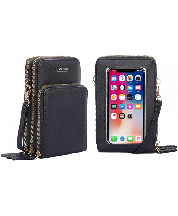 Linno【2021 Updated Version】Women Crossbody Phone Purse Touch Screen cellphone Bag RFID Blocking with 2 straps Handbags
