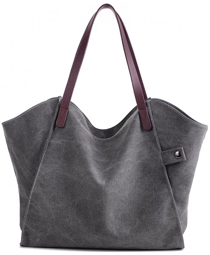 Mfeo Women's Canvas Large Capacity Tote Shoulder Work Bag Handbags Satchel Purse