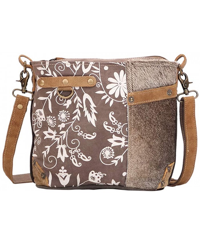 Myra Bag Linaria Upcycled Canvas & Cowhide Shoulder Bag S-1505