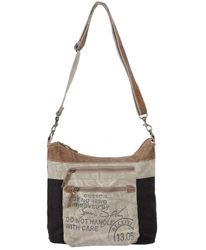 Myra Bags Double Zip Upcycled Canvas Shoulder Bag S-0904